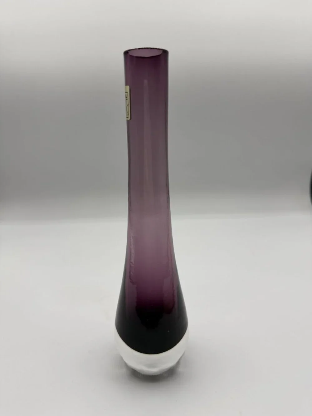 Vintage Rossini Hand-Blown Purple Amethyst Gradient Glass Vase MCM 8.25 inches